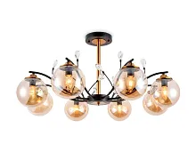 Люстра потолочная TR9076 Ambrella light янтарная на 8 ламп, основание чёрное в стиле современный лофт шар